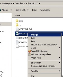 Httpdisk Registry Entries